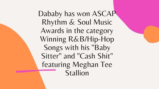 Dababy ASCAP Rhythm & Soul Music Awards Stat