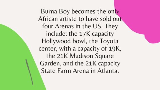 Burna Boy Sold Out Show